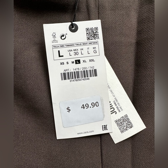 Zara Espresso Ankle Pants NWT - Picture 5 of 7